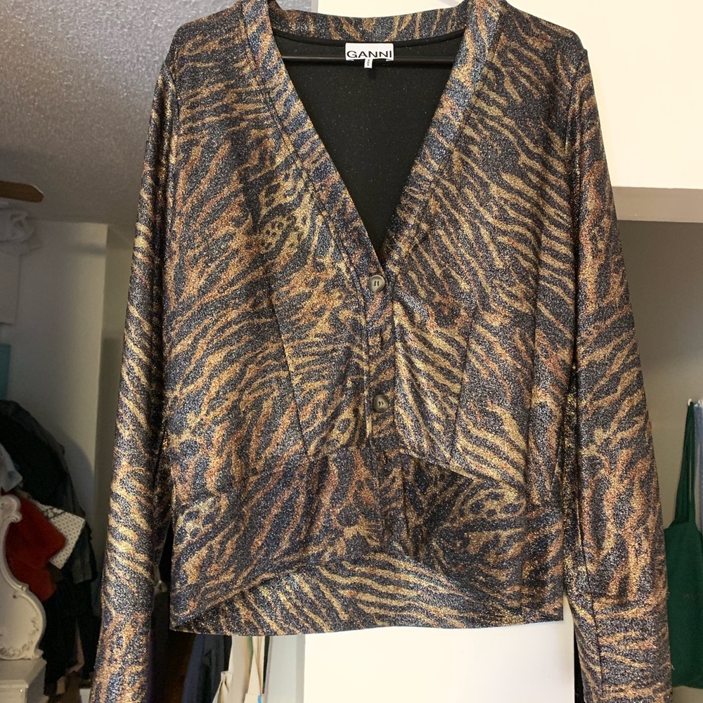 GANNI lurex animal print cardigan - WORN ONCE
